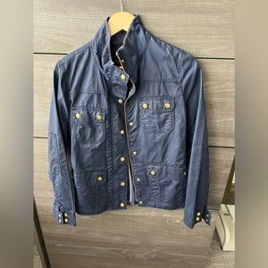 Resin-coated twill field jacket J. Crew, military wax jacket Blue